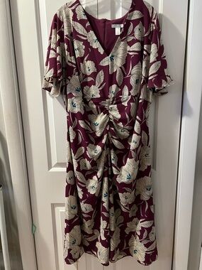 London Times V-Neck Dress with Floral Print